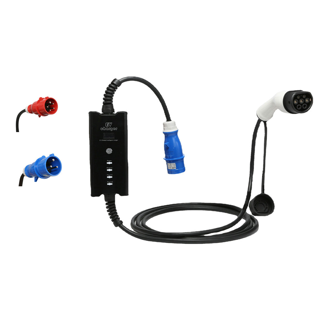 Type 2 Portable Ev Charger 11Kw Cee - Home Use 16A 32A Adjustable Electric